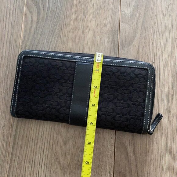 Coach Black Logo Canvas Wallet with Leather Trim - Picture 11 of 11